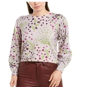 Joie Verna Sweater Heather Grey Floral Cashmere XS